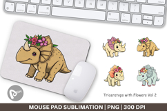 Mouse Pad Triceratops with Flowers Product Image 1