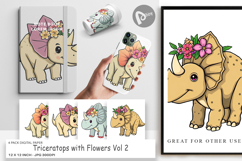 Digital Paper Triceratops with Flowers Product Image 1