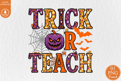 Trick or Teach Halloween Sublimation, Teacher Purple Pumpkin Product Image 1