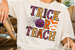 Trick or Teach Halloween Sublimation, Teacher Purple Pumpkin Product Image 2