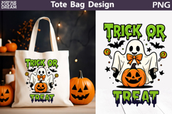 Trick or Treat Tote Bag | Cute Ghost Halloween Print Product Image 1