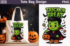 Trick or Treat Tote Bag | Cute Frankenstein Halloween Product Image 1