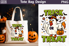Trick or Treat Tote Bag | Chicken Pumpkin Ghost Halloween Product Image 1
