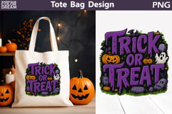 Trick or Treat Tote Bag | Ghost Pumpkin Halloween Print Product Image 1