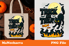 Funny Trick or Treat Black Cat | Halloween Sublimation PNG Product Image 1