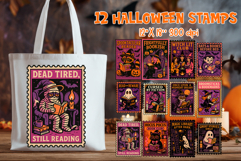 Halloween Book Lover Stamp PNG | 12 Funny Designs Bundle Product Image 1