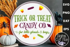 Farmhouse Halloween Round Sign, Trick Or Treat Candy Co Svg Product Image 1