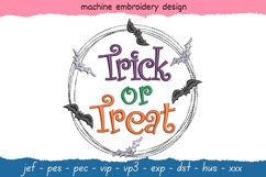 Trick or treat embroidery design - bats embroidery design - Halloween embroidery pattern 