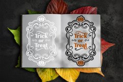 trick or treat farmhouse svg signs on notebook