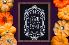 trick or treat farmhouse svg white on black