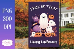 Trick or treat garden flag sublimation PNG, Halloween flag Product Image 1