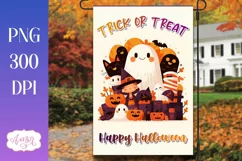 Trick or treat garden flag sublimation PNG, Halloween flag Product Image 1