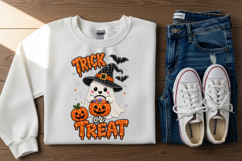 Trick or Treat Ghost Rhinestone PNG Design Product Image 3