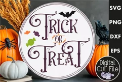 Farmhouse Halloween Round Sign, Trick Or Treat Svg Product Image 1