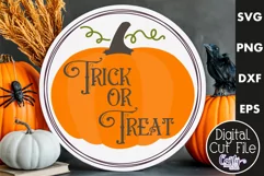 Farmhouse Halloween Round Sign, Trick Or Treat Svg File Product Image 1