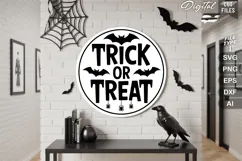 Trick Or Treat SVG File | Halloween Round Sign SVG Product Image 1