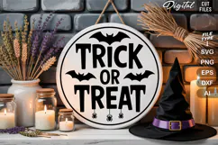 Trick Or Treat SVG File | Halloween Round Sign SVG Product Image 2