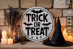 Trick Or Treat SVG File | Halloween Round Sign SVG Product Image 3