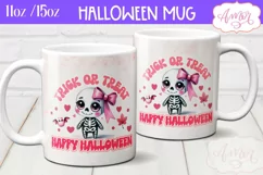 Trick or treat mug wrap sublimation PNG, Pink Halloween mug Product Image 1