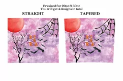 trick or treat pink purple halloween skinny tumbler sublimation wrap with high resolution and transparant background are for 20oz and 30oz skinny tumbler