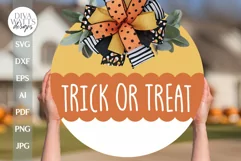 Trick or Treat Sign SVG Halloween Door Hanger SVG Product Image 1