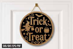Trick or Treat Round Door Hanger Laser Cut SVG Product Image 1