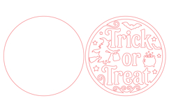Trick or Treat Round Door Hanger Laser Cut SVG Product Image 2