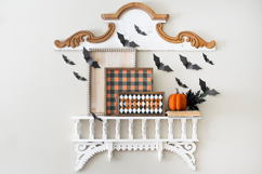 Vintage-inspired Halloween sign design with orange Trick or Treat lettering, black and white diamond checks, and a clean landscape layout for maker projects.
