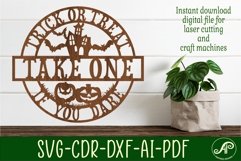 Trick or treat Halloween sign svg laser cut file Product Image 1