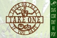 Trick or treat Halloween sign svg laser cut file Product Image 3