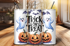 Trick or Treat Halloween Ghost 20 oz Tumbler Wrap PNG Product Image 1
