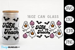 Trick Or Teach Halloween 16 oz Can Glass Wrap SVG Product Image 1