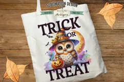 Cute Halloween Owl with Candy | Trick or Treat PNG Design Product Image 1