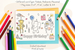 Elephant Happy Birthday Card, Kids Coloring Placemat Animals Product Image 2