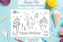 Elephant Happy Birthday Card, Kids Coloring Placemat Animals Product Image 6