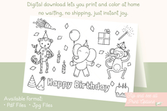 Elephant Happy Birthday Card, Kids Coloring Placemat Animals Product Image 7