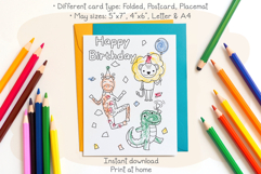 Lion Happy Birthday Card, Kids Coloring Card &amp; Placemat Product Image 2
