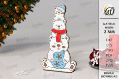 Triple Characters Stand Decor Lasercut. Polar Bears SVG Product Image 1
