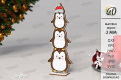 Triple Characters Stand Decor Lasercut. Penguins SVG Product Image 1