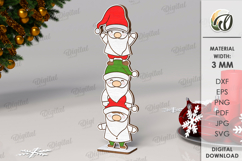Triple Characters Stand Decor Lasercut. Santa Claus SVG Product Image 1