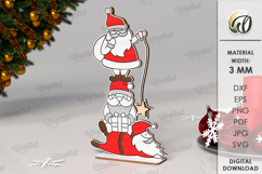 Triple Characters Stand Decor Lasercut. Santa Claus SVG Product Image 1