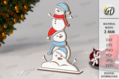 Triple Characters Stand Decor Lasercut. Snowmen SVG Product Image 1