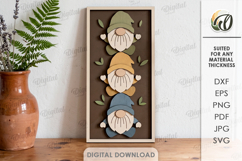 Triple Gnome Wall Decor Laser Cut. Rustic Home sign SVG Product Image 1