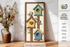 Triple birdhouse Wall Decor Laser Cut. Rustic Home sign SVG Product Image 1