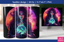 Witch with Magic ball Halloween tumbler sublimation PNG 20oz Product Image 1