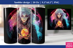 Witch with Magic ball Halloween tumbler sublimation PNG 20oz Product Image 1