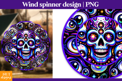 Trippy skull wind spinner, Creepy Halloween wind spinner Product Image 1