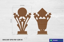 Wooden Trophy Awards with Star Design Laser Cut Pattern Product Image 2