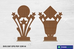 Wooden Trophy Awards with Star Design Laser Cut Pattern Product Image 3