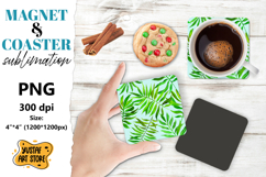 Tropical leaves magnet/coaster sublimation. Product Image 1